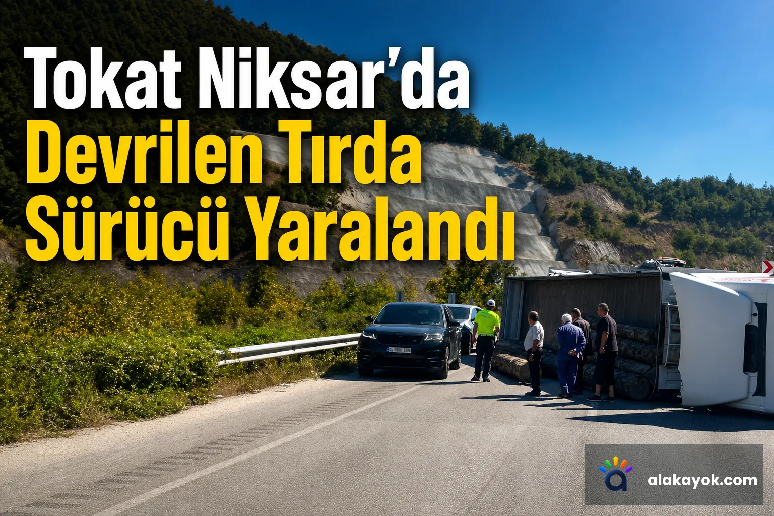 Tokat Niksar’da Devrilen Tırda Sürücü Yaralandı