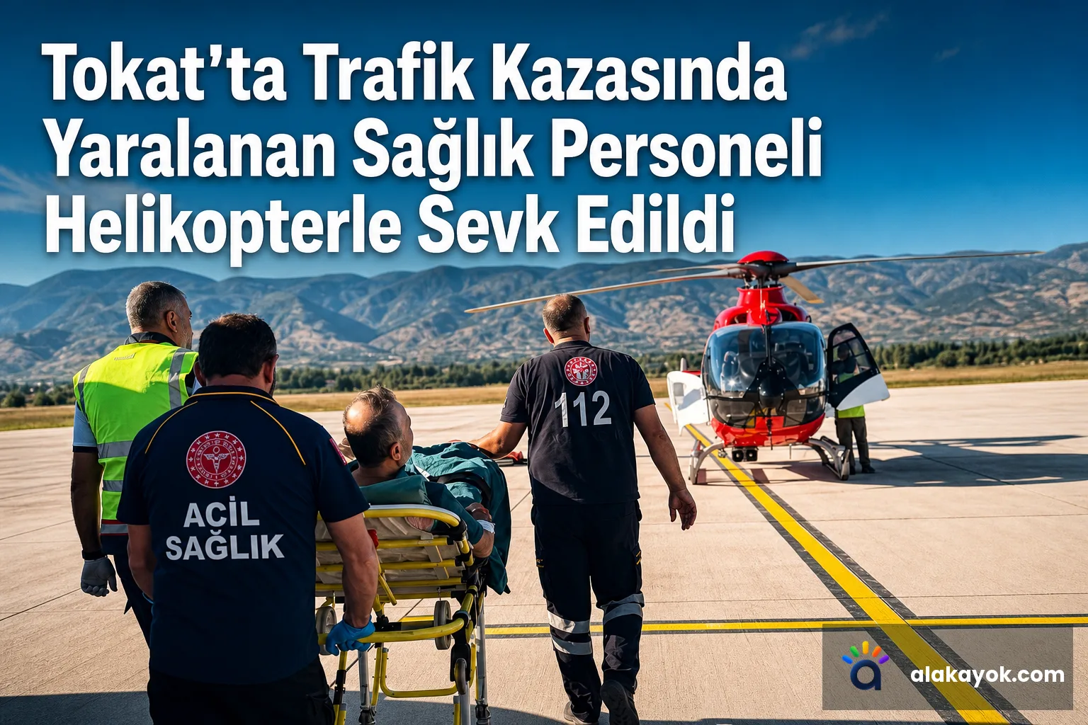 Tokat'ta Trafik Kazasında Yaralanan Sağlık Personeli Helikopterle Sevk Edildi