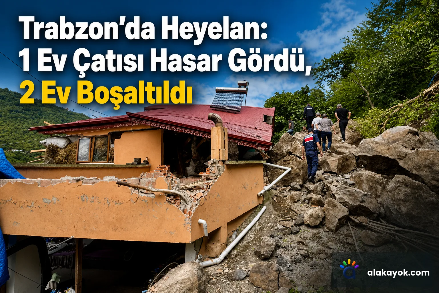 Trabzon'da Heyelan: 1 Ev Çatısı Hasar Gördü, 2 Ev Boşaltıldı