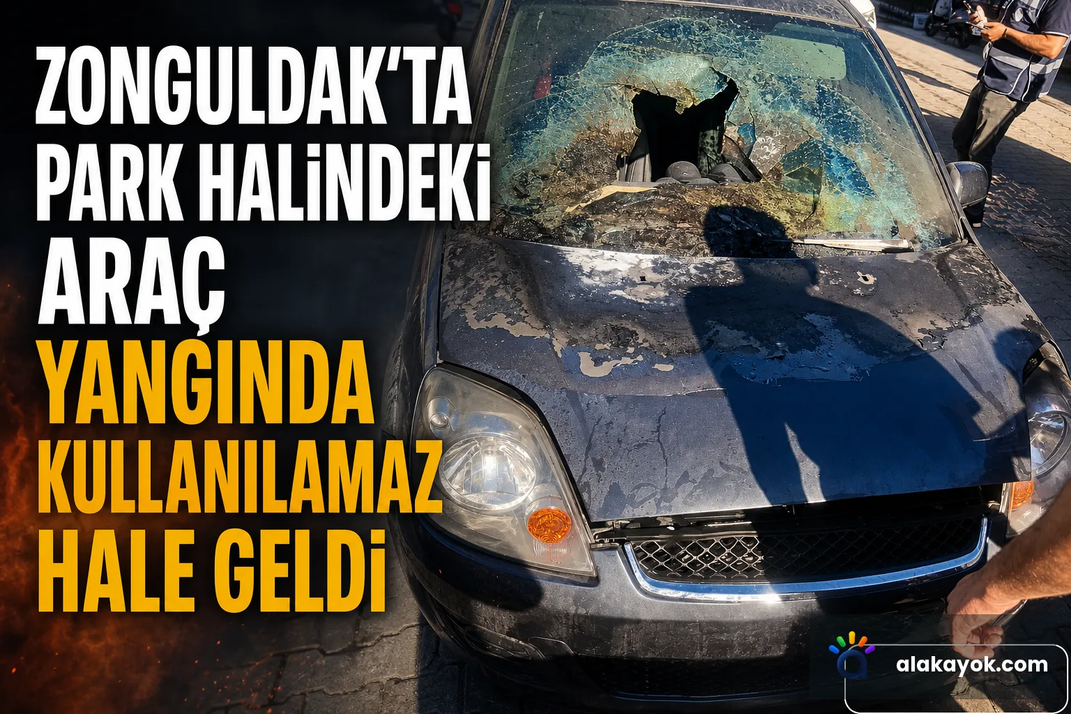 Zonguldak'ta Park Halindeki Araç Yangında Kullanılamaz Hale Geldi